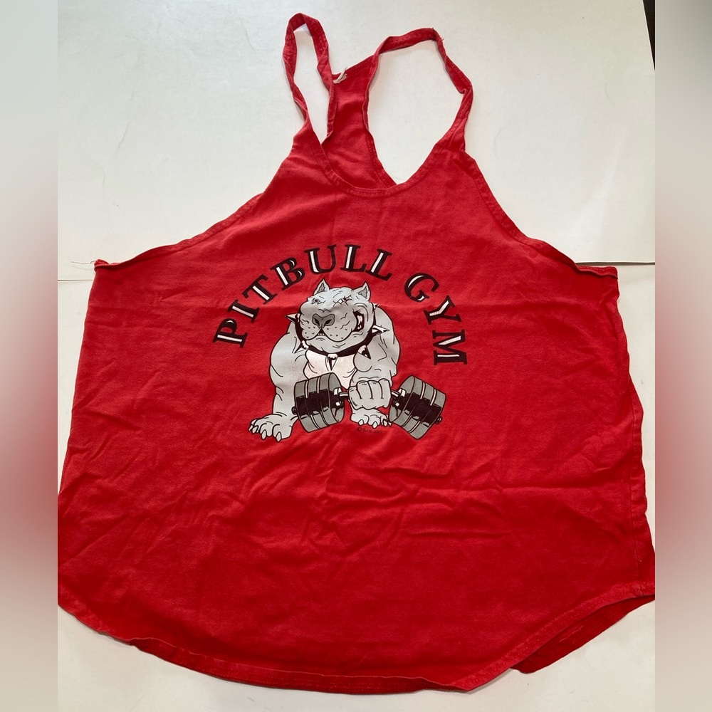 Vintage Pitbull Gym Mens Tank Shirt Size XL Red